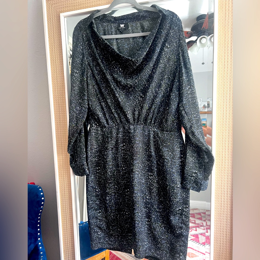 W By Worth Light Weight Shift Dress - Navy Blue Speckled, Size 8